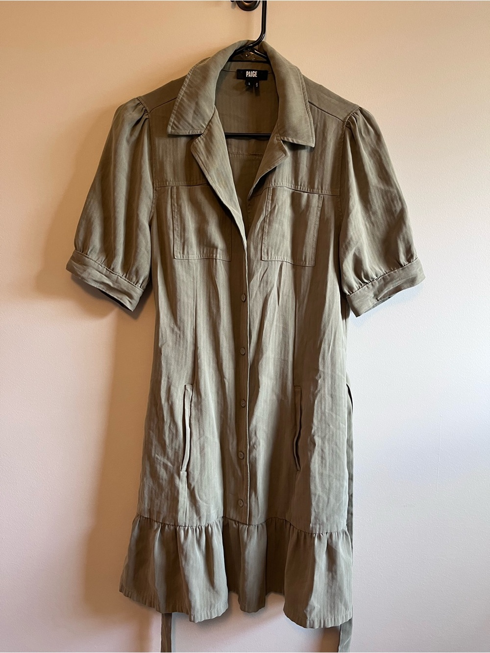 PAIGE Mayslie Button-Front Shirt Dress in Cactus